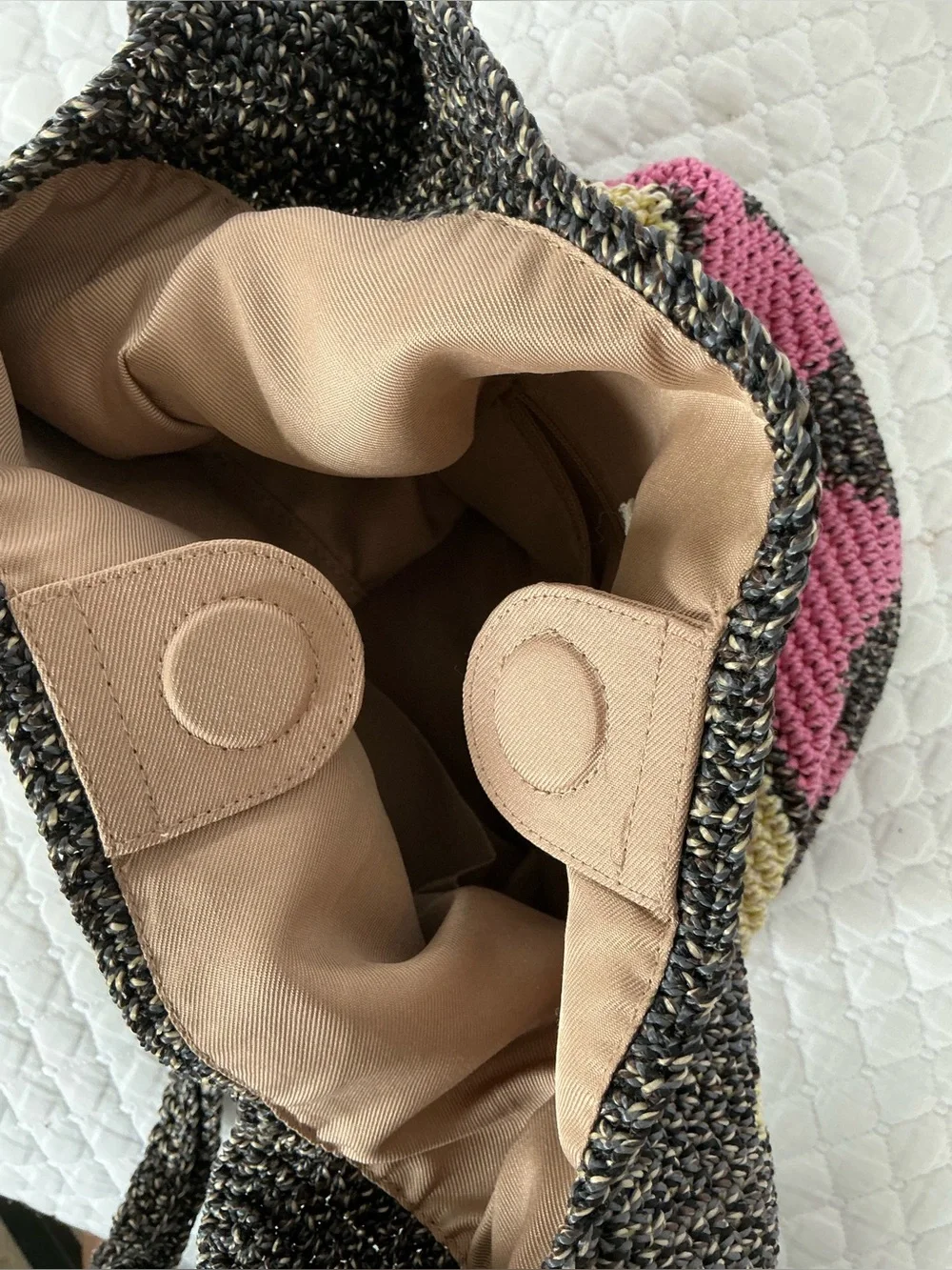 The Sak Limited Edition Back To Bali 120 Crotchet ShoulderBag - Black/Cream/Pink